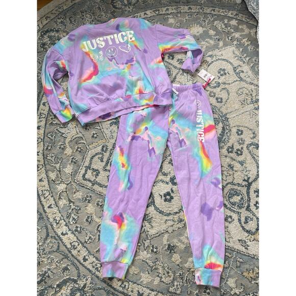 Justice Other - Justice Girls XL Plus 16/18 Tie Dye Sweatshirt Jogger Set Pastel Rainbow